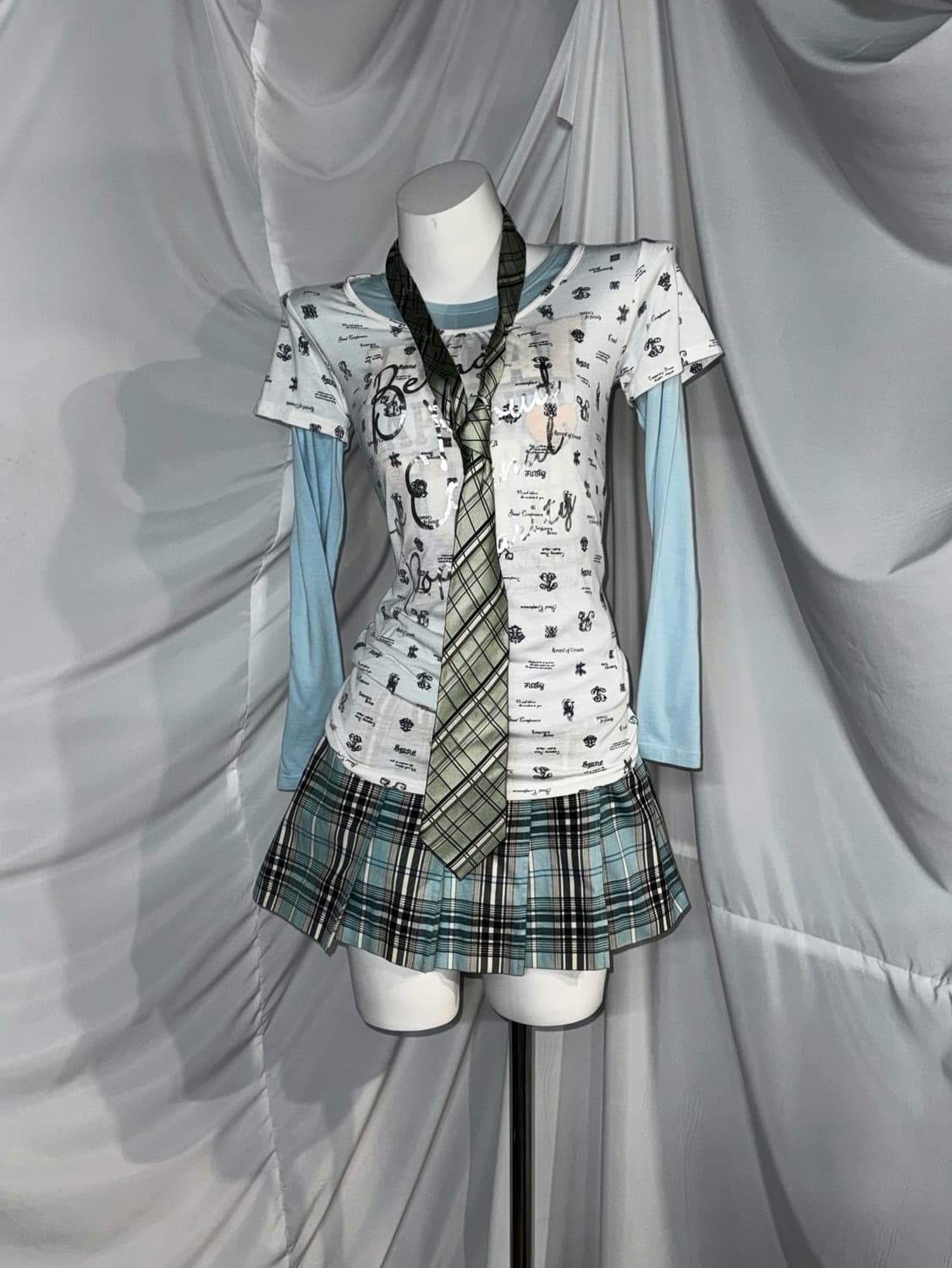 한교동미미 후드 미쿠 체크 코디세트  상품이미지4