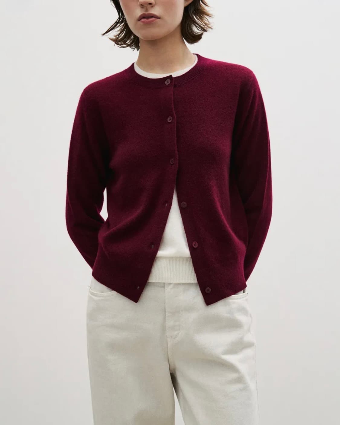(새상품) 캐시미어 가디건 버건디 S  상품이미지1