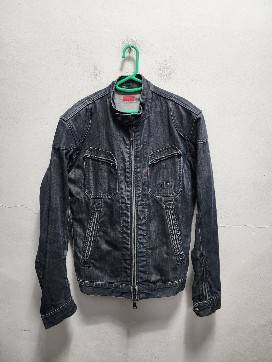 리바이스 00년대 Y2K 다크 인디고 집업 바이커 청자켓 상품이미지1