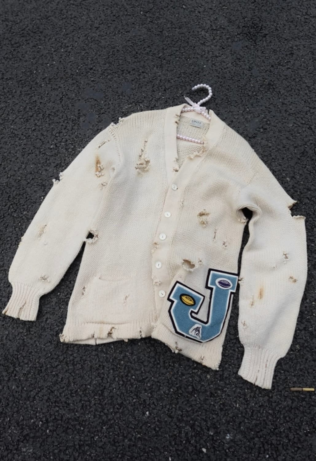 60s Lanza 번드&디스트레스드 레터맨 가디건 상품이미지1