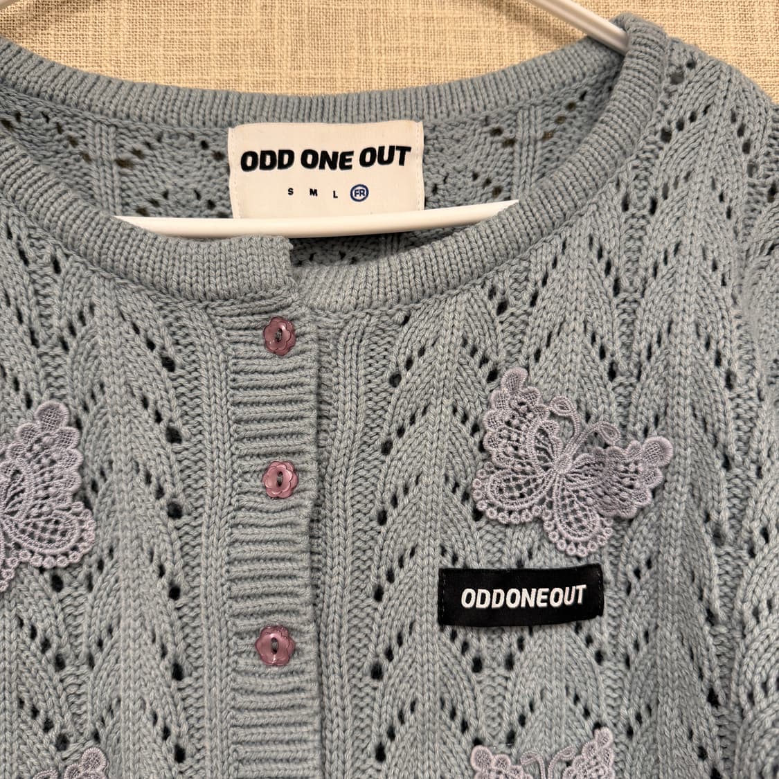 ODDONEOUT 오드원아웃 버터플라이 패치 크롭 가디건 OS 상품이미지4