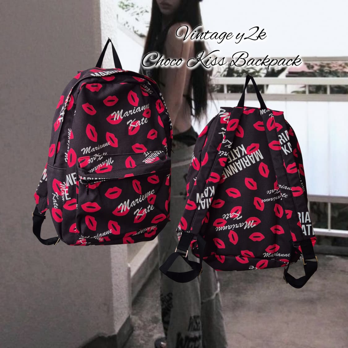 Vintage y2k Choco Kiss Backpack 상품이미지1