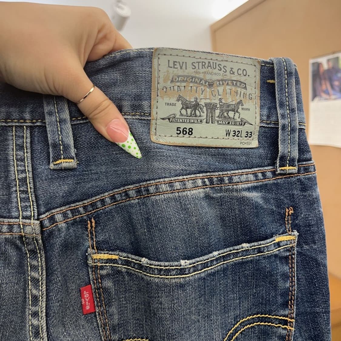 리바이스 568 빈티지 스트릿 크랙워싱 데님팬츠 32인치 C09163 상품이미지5