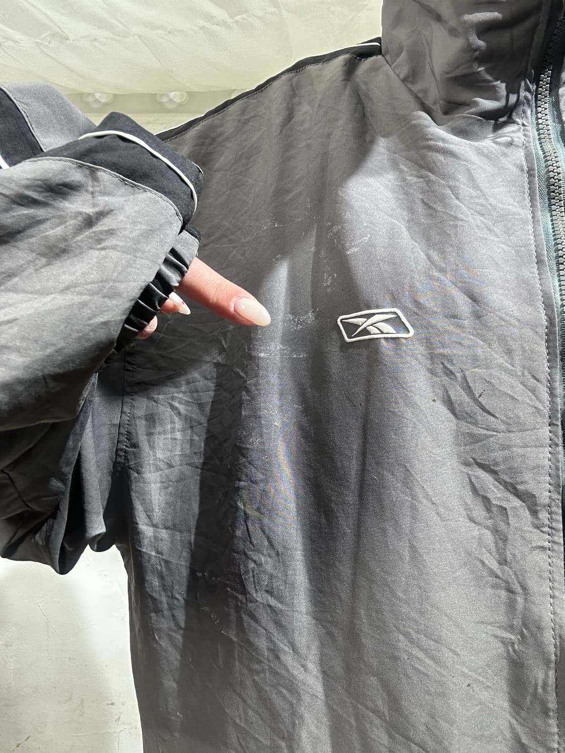 리복 차콜 올드스쿨 오버핏 트랙 자켓 바람막이 블랙 사이드 라인 y2k  상품이미지4