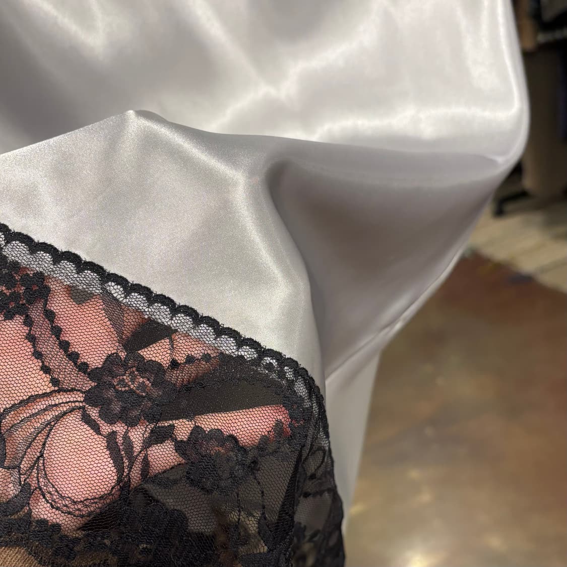 빈티지 실버 새틴 레이스 홀터넥 슬립 원피스 상품이미지8