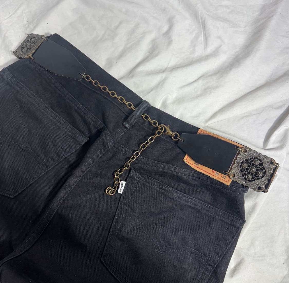 빈티지 콘초 체인 레더 벨트 상품이미지3