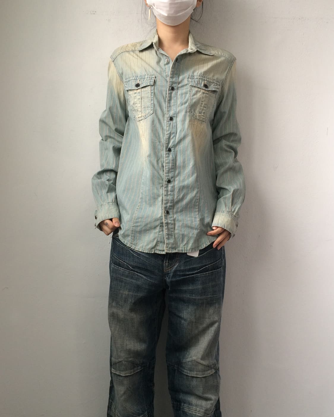 Washing stripe pattern shirt 상품이미지1