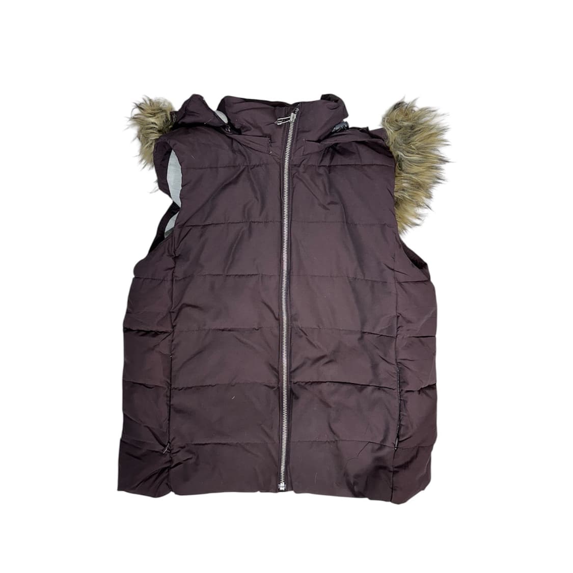 Gap 갭 버건디 y2k 패딩 조끼 울프죠 퍼 후드 베스트 M 상품이미지2