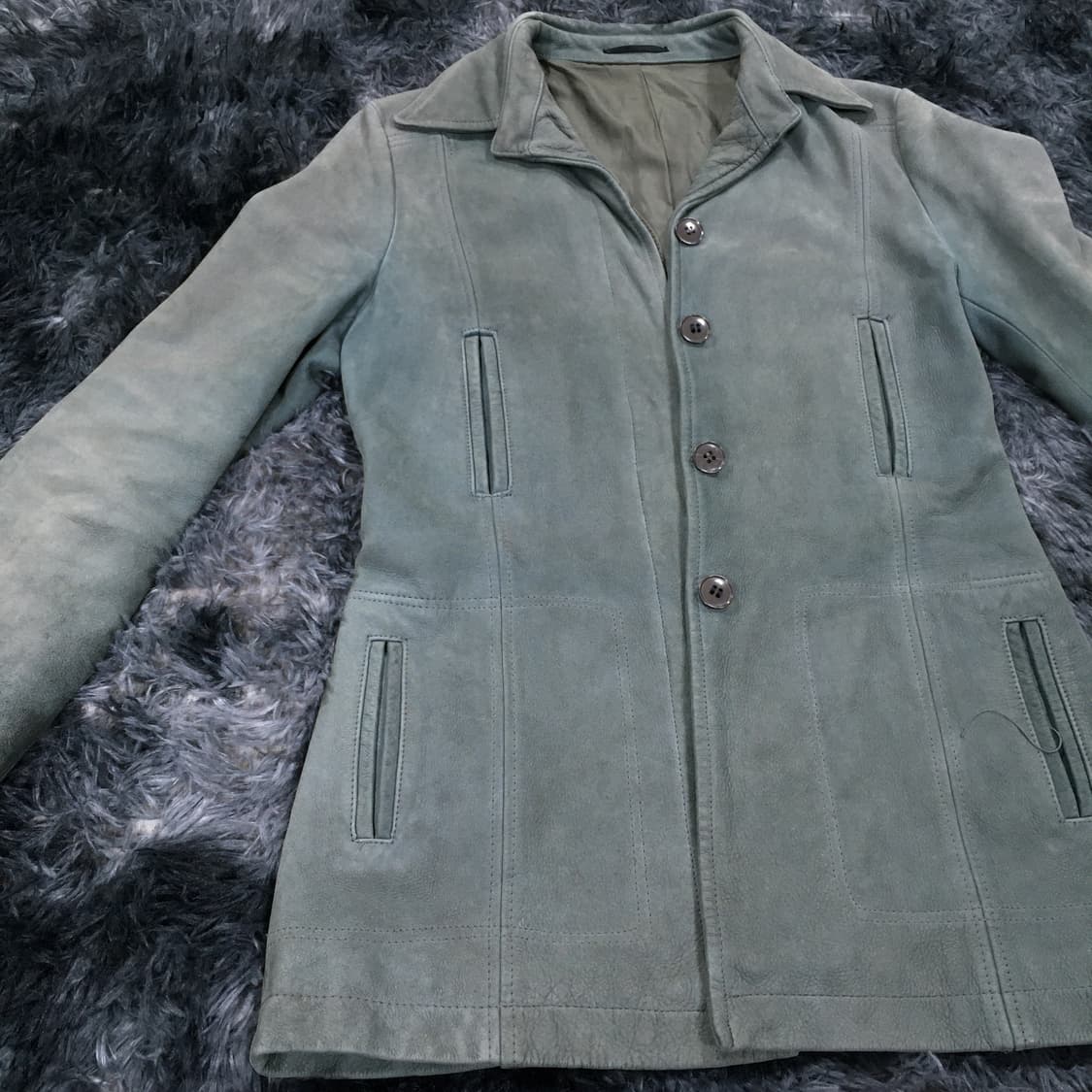 투티/0232 일본 빈티지 아바하우스 드비넷 가죽 자켓 그린 민트 상품이미지4