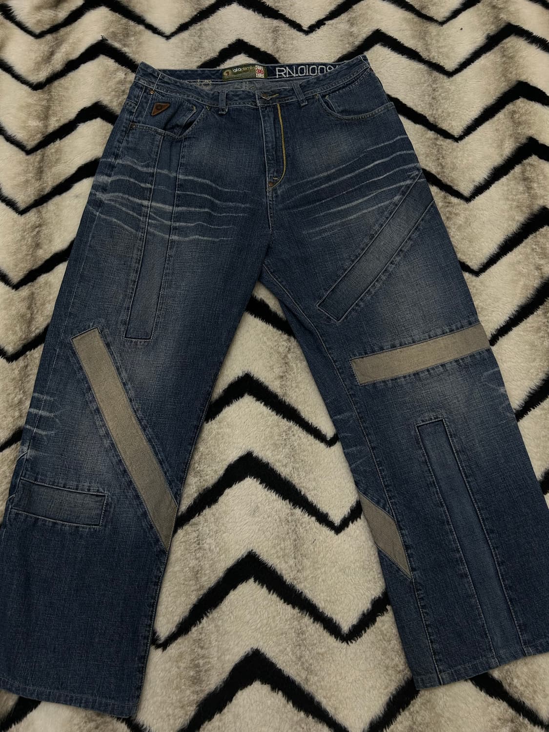 [36]아카데믹 올드스쿨 패치워크 힙합 데님팬츠 상품이미지3