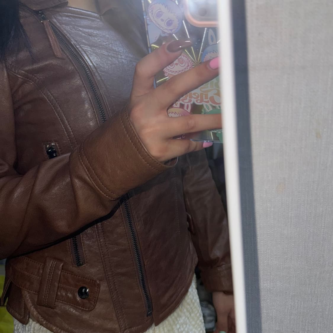 vtg 숏 가죽 재킷 라이더 재킷 브라운 상품이미지1