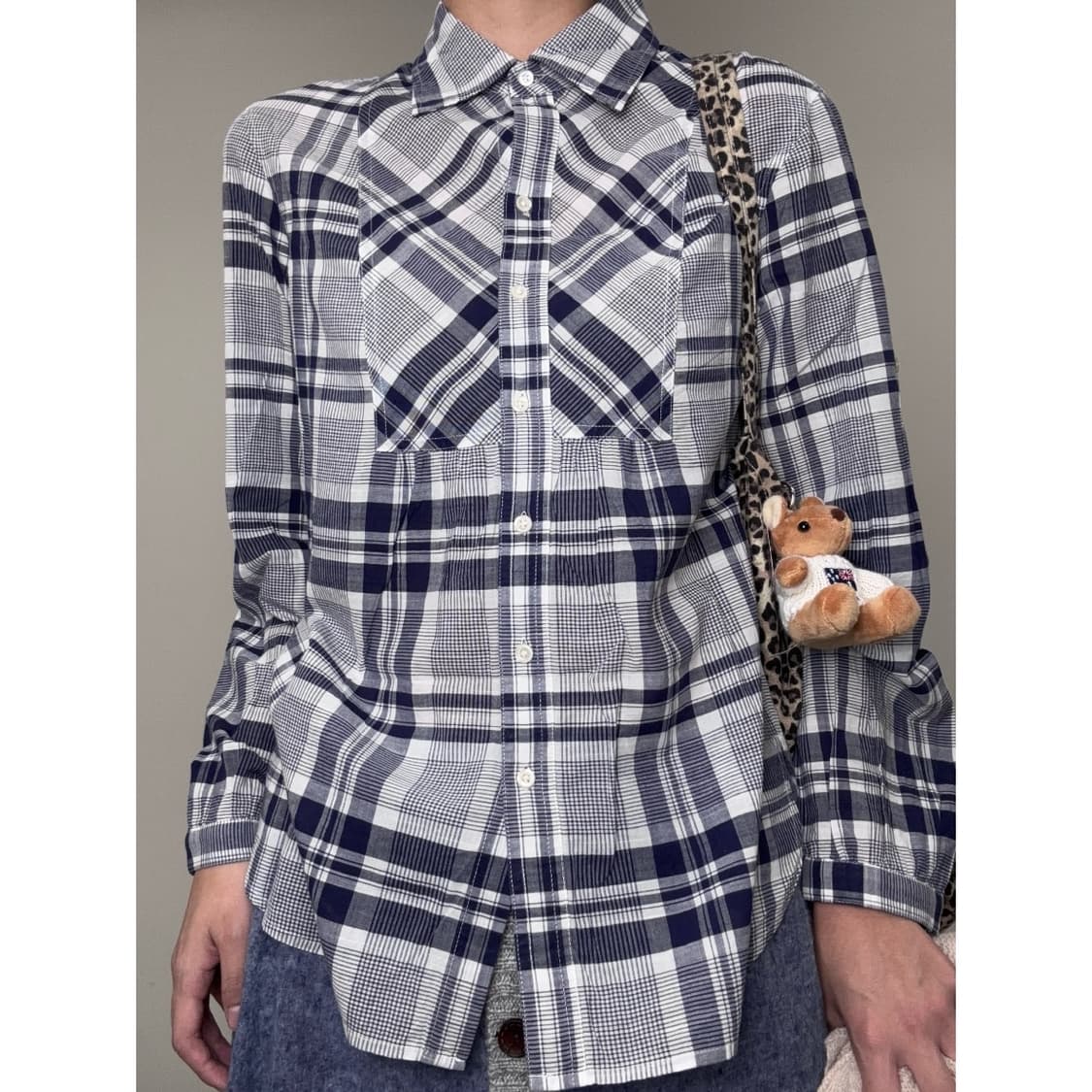 빈티지 블루 체크 셔츠 상품이미지1
