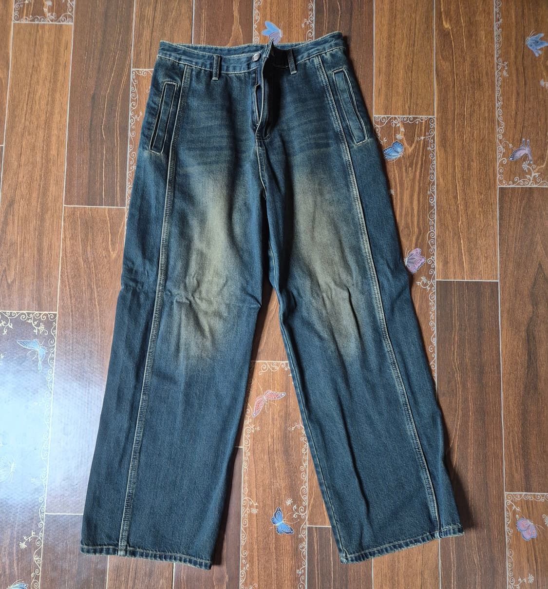 [M]DNSR 사이드 와이어 데님 그린 상품이미지1