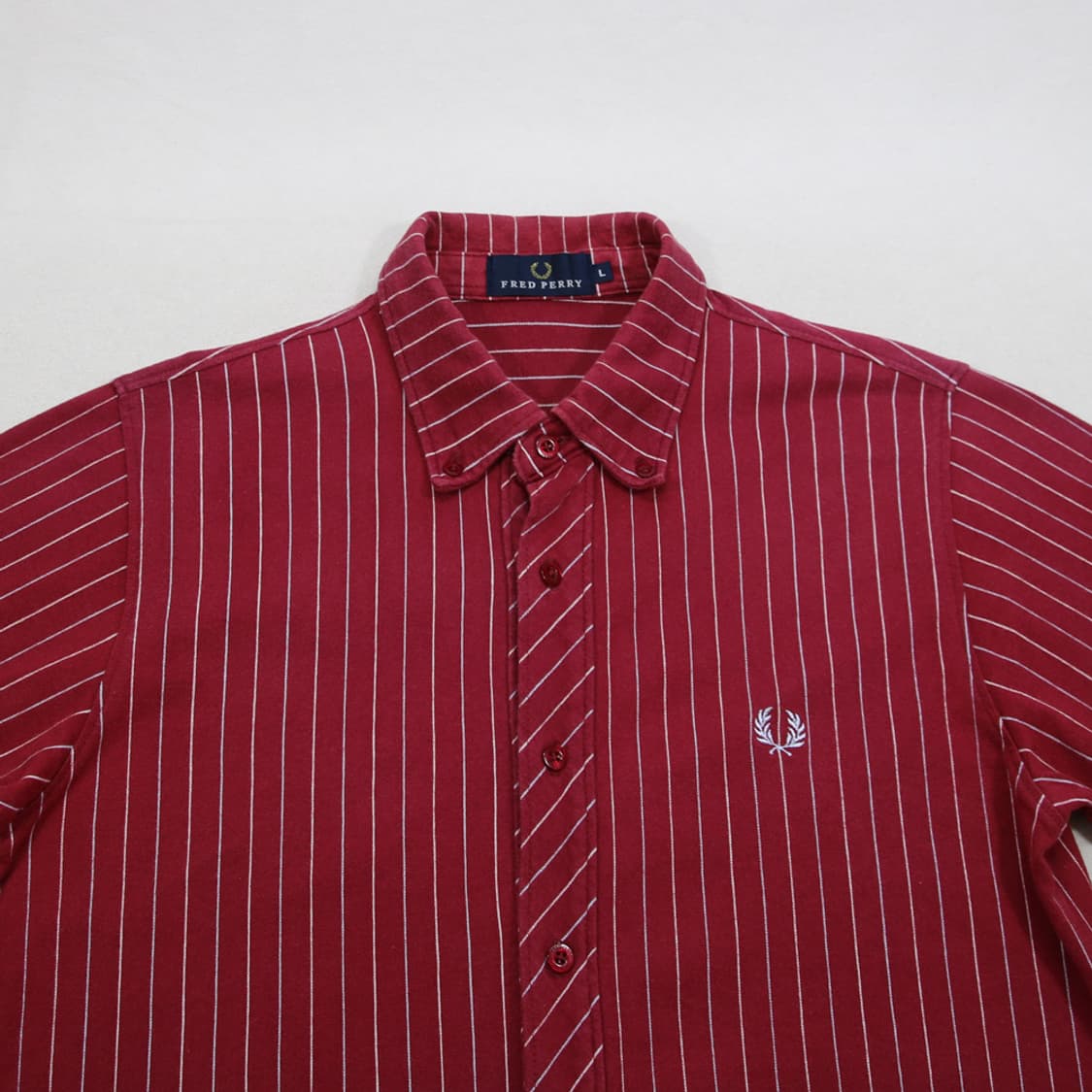 (착용컷) FRED PERRY 스트라이프 반팔 셔츠 (남성용 98) 상품이미지4