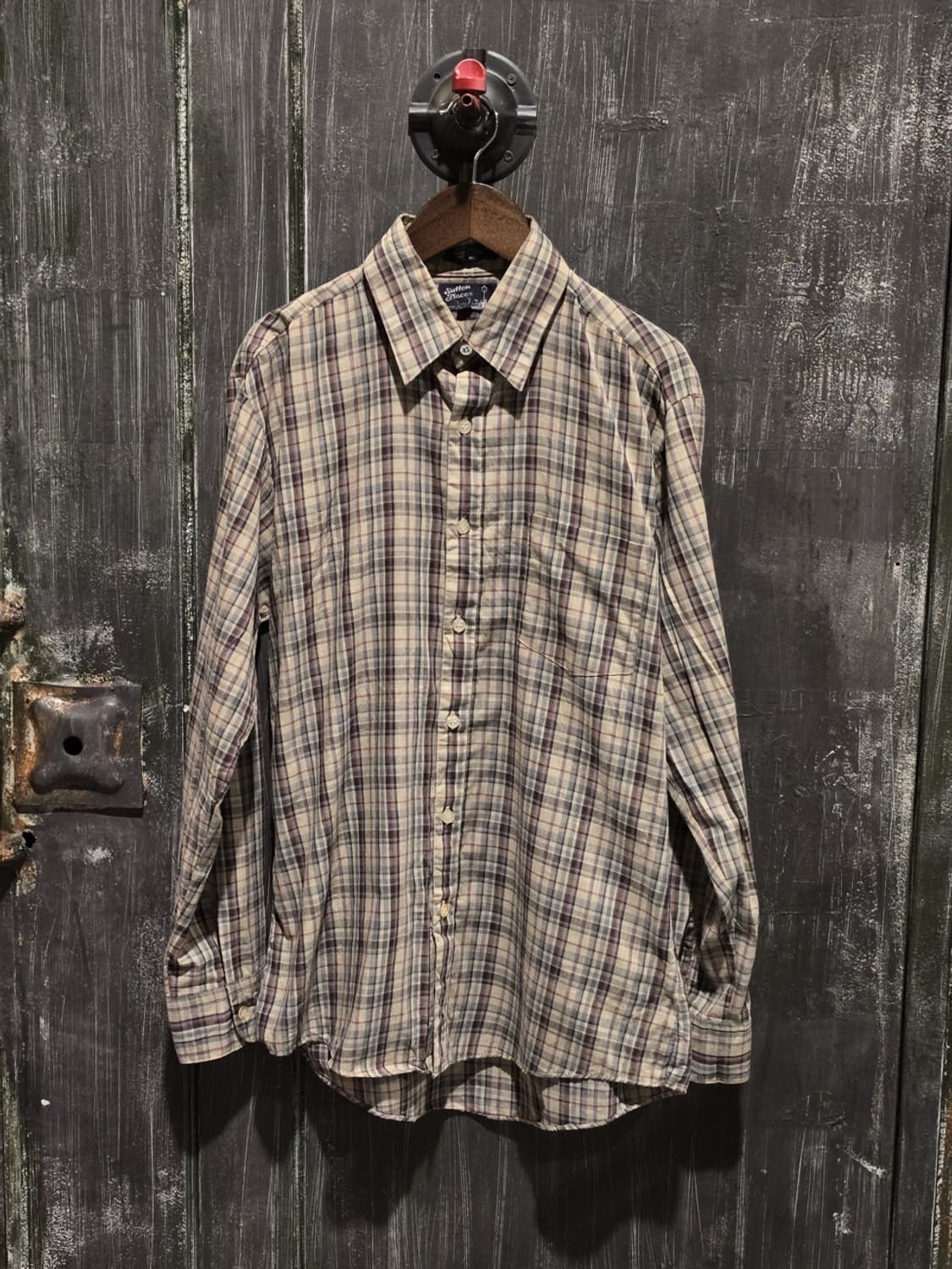 80s Sutton Place Plaid Button-Down Shirt 상품이미지1