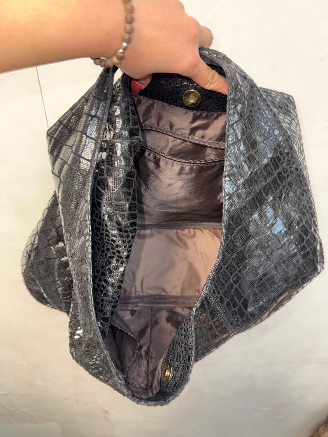 Black cracked python shopper bag  상품이미지5