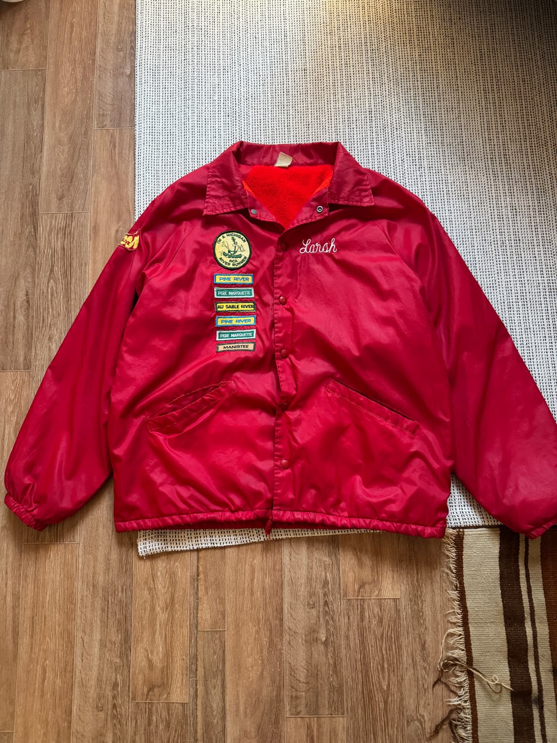 80s 빈티지 랫핑크  리버랫 패치 코치자켓 상품이미지2