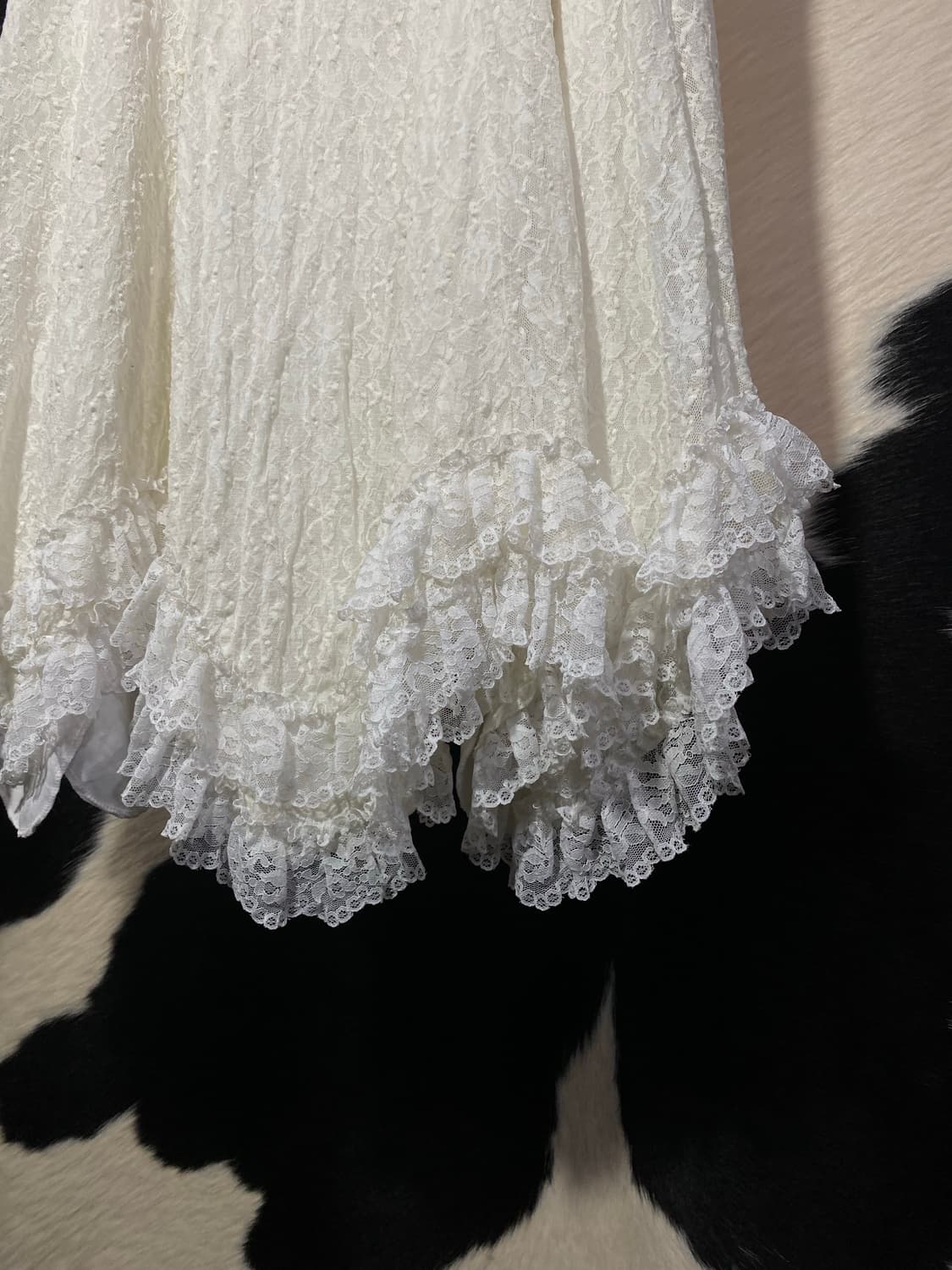 Japanese vtg 레이스 트리밍 언발 미디스커트 상품이미지2