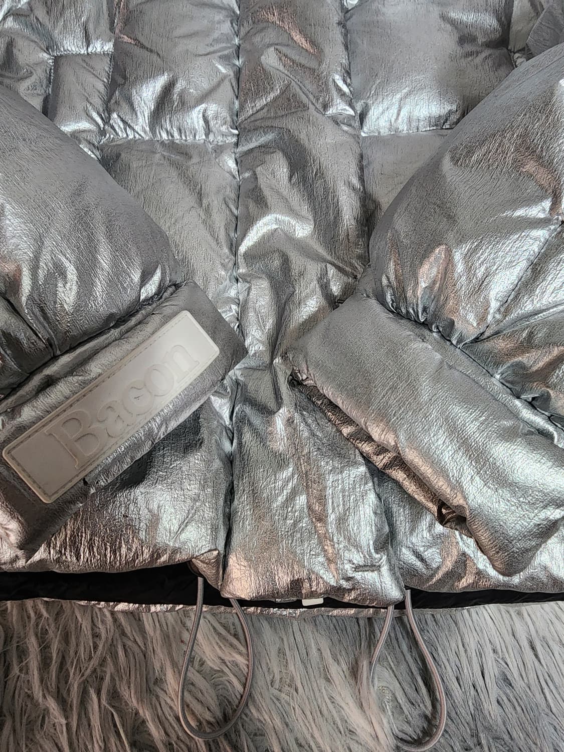 bacon 실버 크롭 패딩 점퍼 상품이미지3