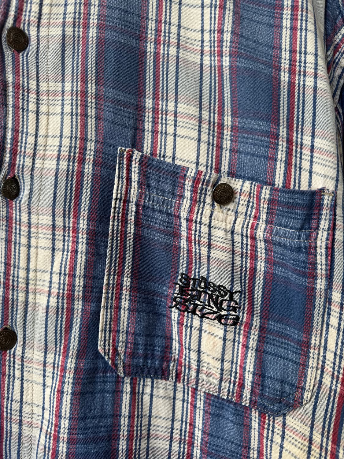 80s 스투시 킹사이즈 체크 셔츠 상품이미지4