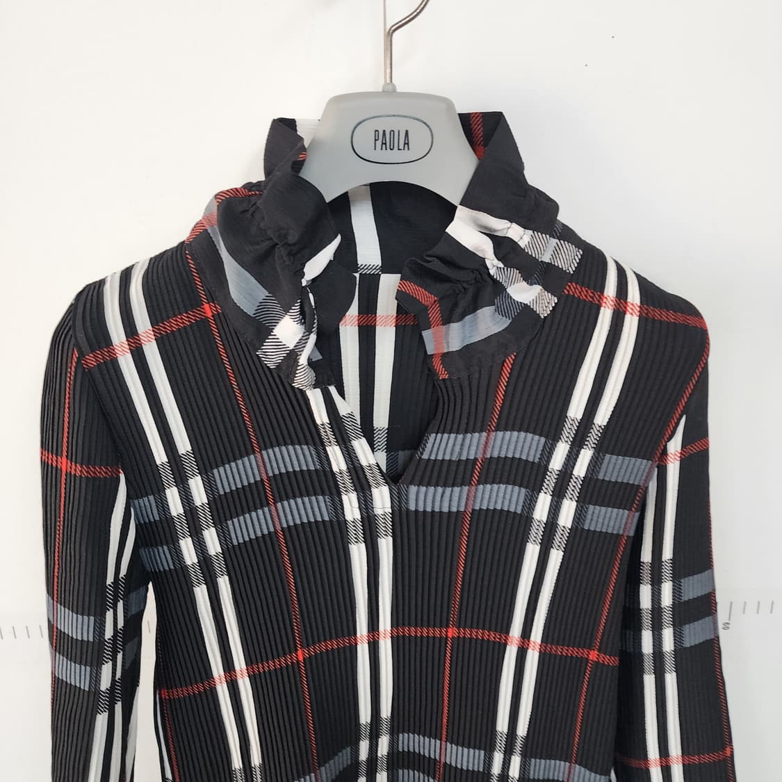 체크 패턴 플리츠 롱 원피스 상품이미지2