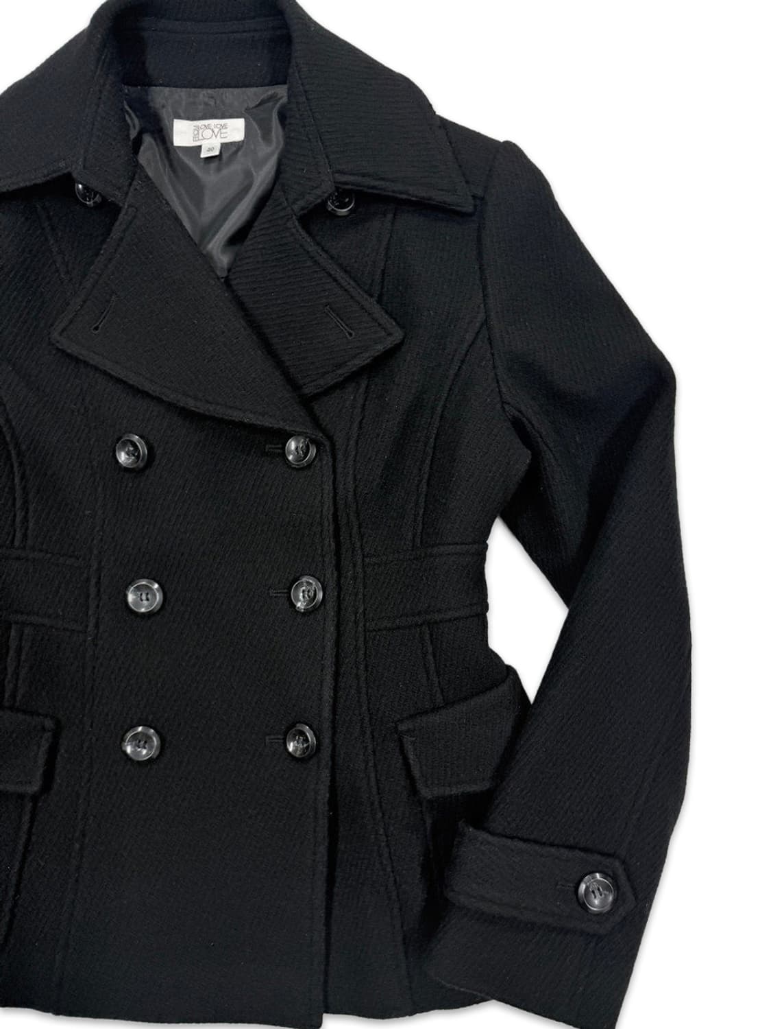 빈티지 FROM LOVE THREE 블랙 슬림 더블 하프 코트 상품이미지4