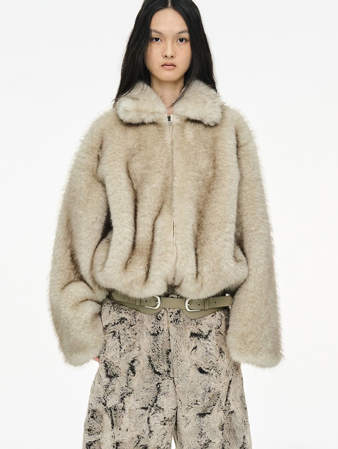 세릭 퍼자켓 새상품 Brushed Fur Jacket Beige 상품이미지1