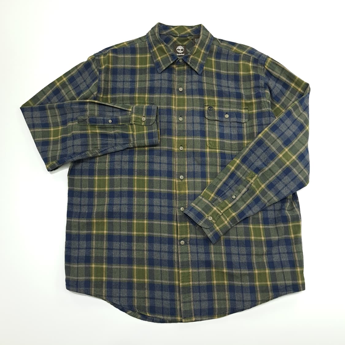 CN925 XL 팀버랜드 네이비그린 플란넬 긴팔 체크 셔츠 남방 상품이미지2
