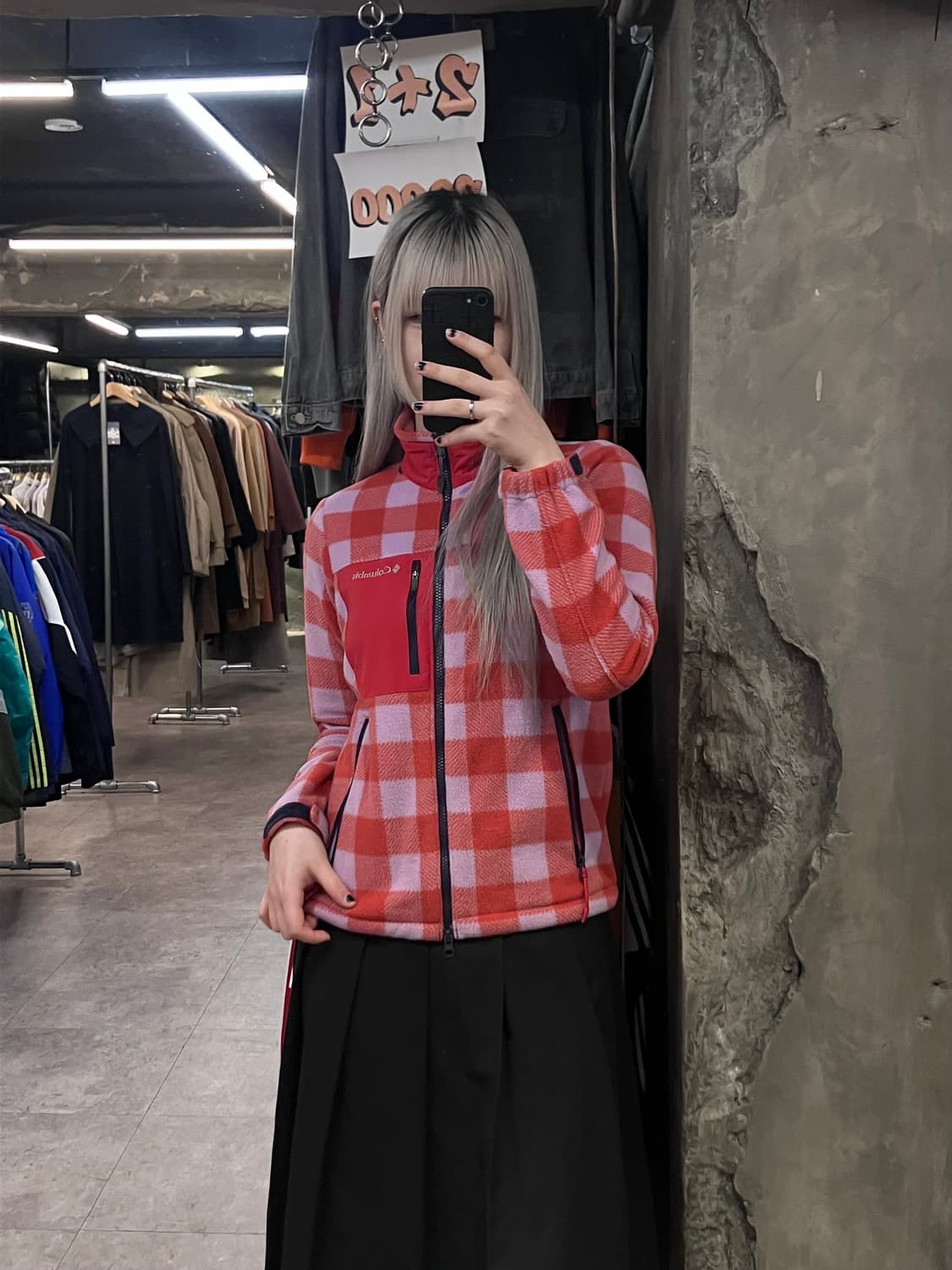 컬럼비아 스트릿 체크 플리스 자켓 레드 S #csz2900 상품이미지2