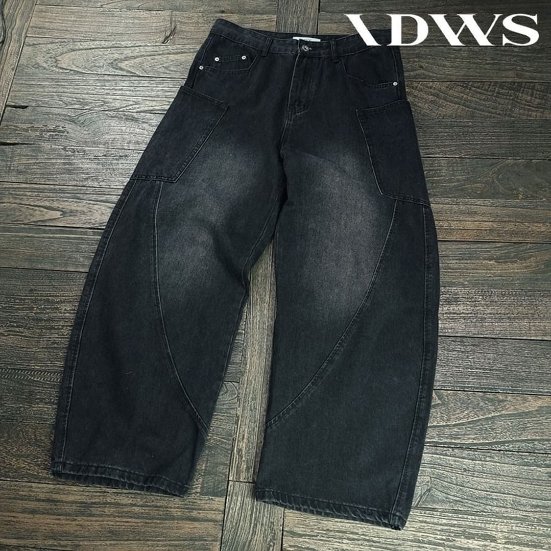 [아이돈워너셀] 흑청 와이드 커브드 블랙 데님 팬츠 M19355 상품이미지1