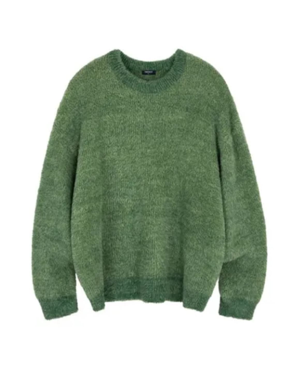 테이크이지 헤어리 투톤 크롭 니트 그린옐로우 상품이미지1