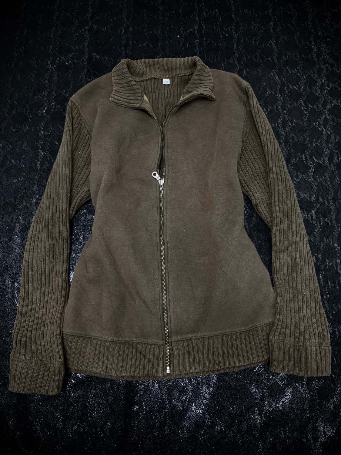 Grunge&Minimal Mood Knit Khaki Zip Up 상품이미지1