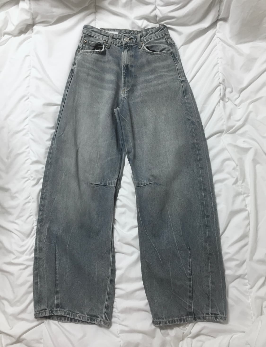 자라 빈티지 워싱 중청 데님 와이드 팬츠 상품이미지2
