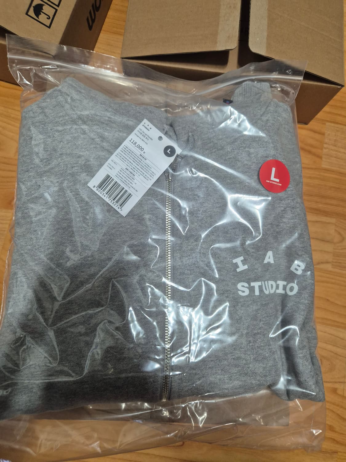 아이앱 아이앱스튜디이오 후드집업 그레이 L사이즈 상품이미지1