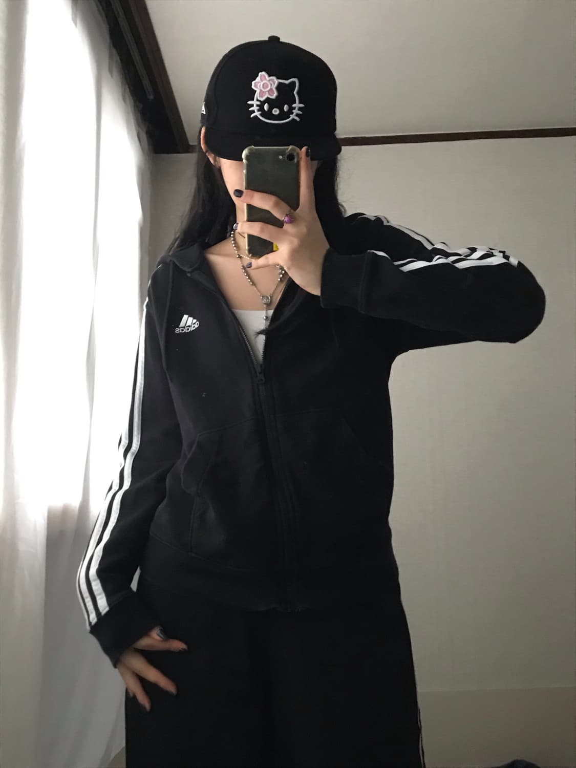 아디다스 블랙 삼선 후드집업 상품이미지3