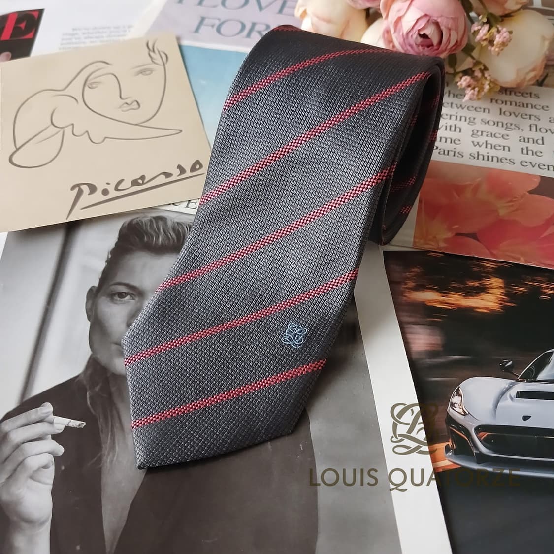 루이까또즈 실크 스트라이프 넥타이 7.3cm A+등급 A19385
 상품이미지1