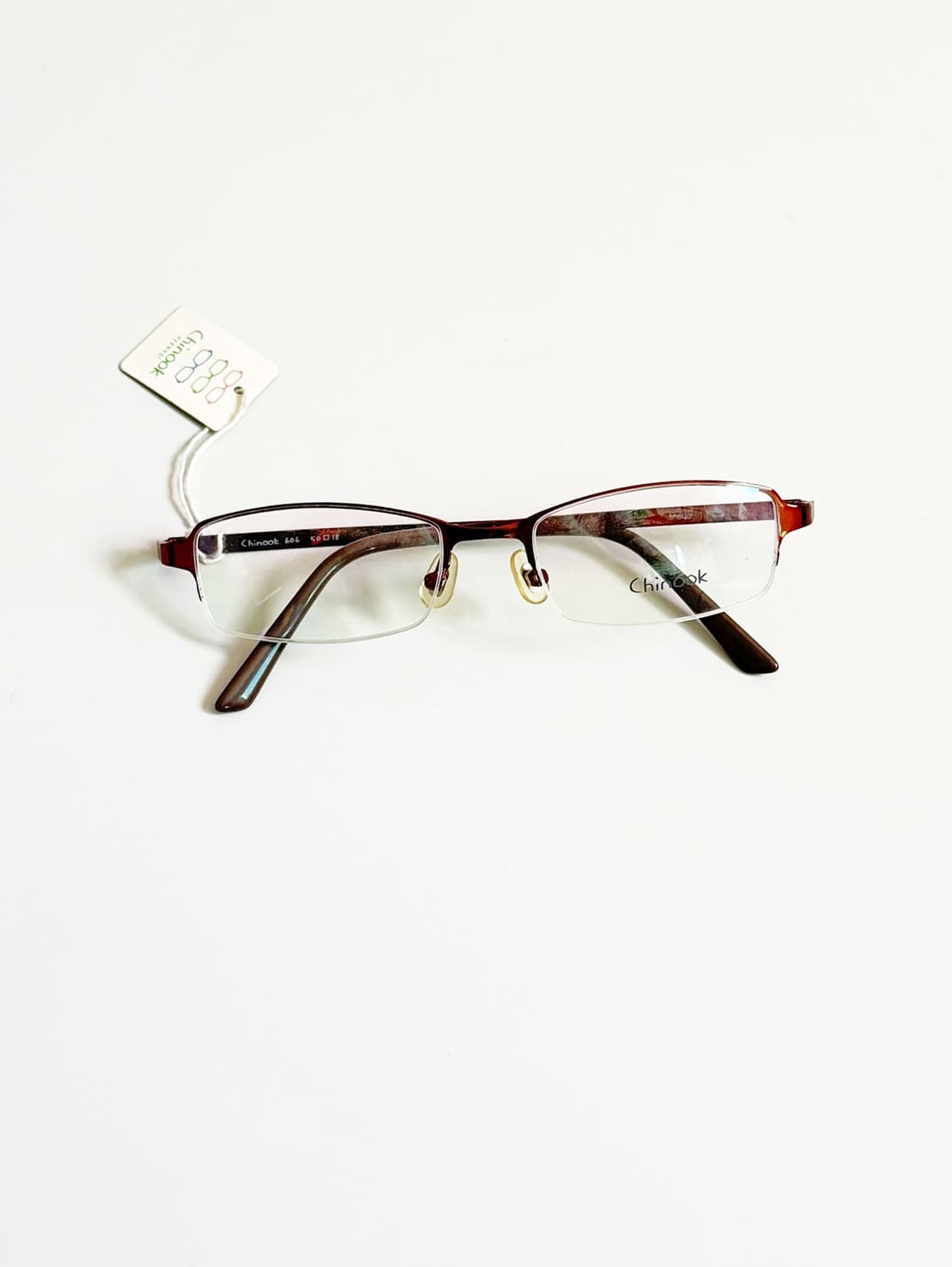 CHINOOK 브라운 메탈 반무테 스퀘어 빈티지 안경 상품이미지1
