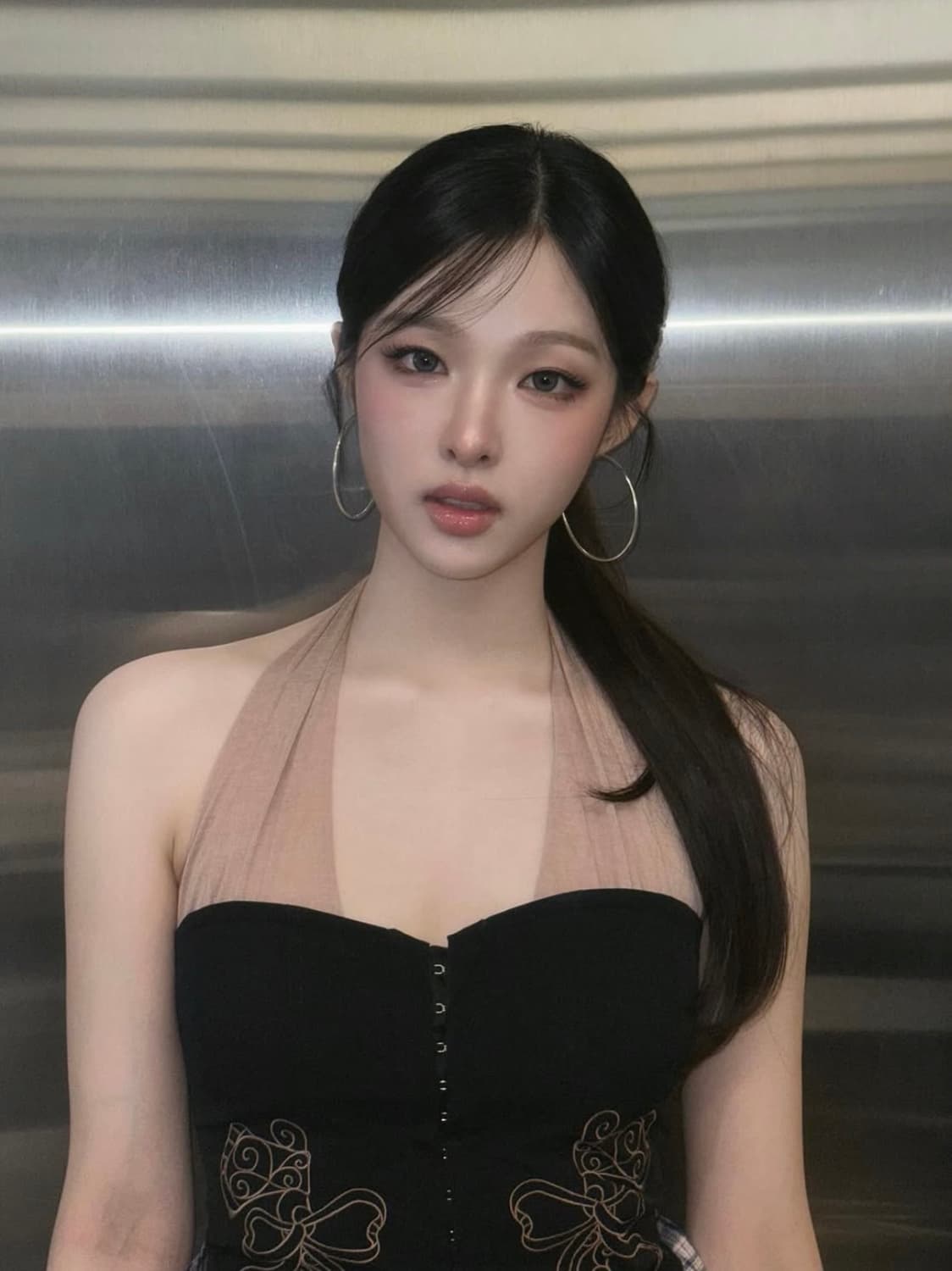 Farm Corset Halter Top Black/Skin코르셋홀터넥 상품이미지4