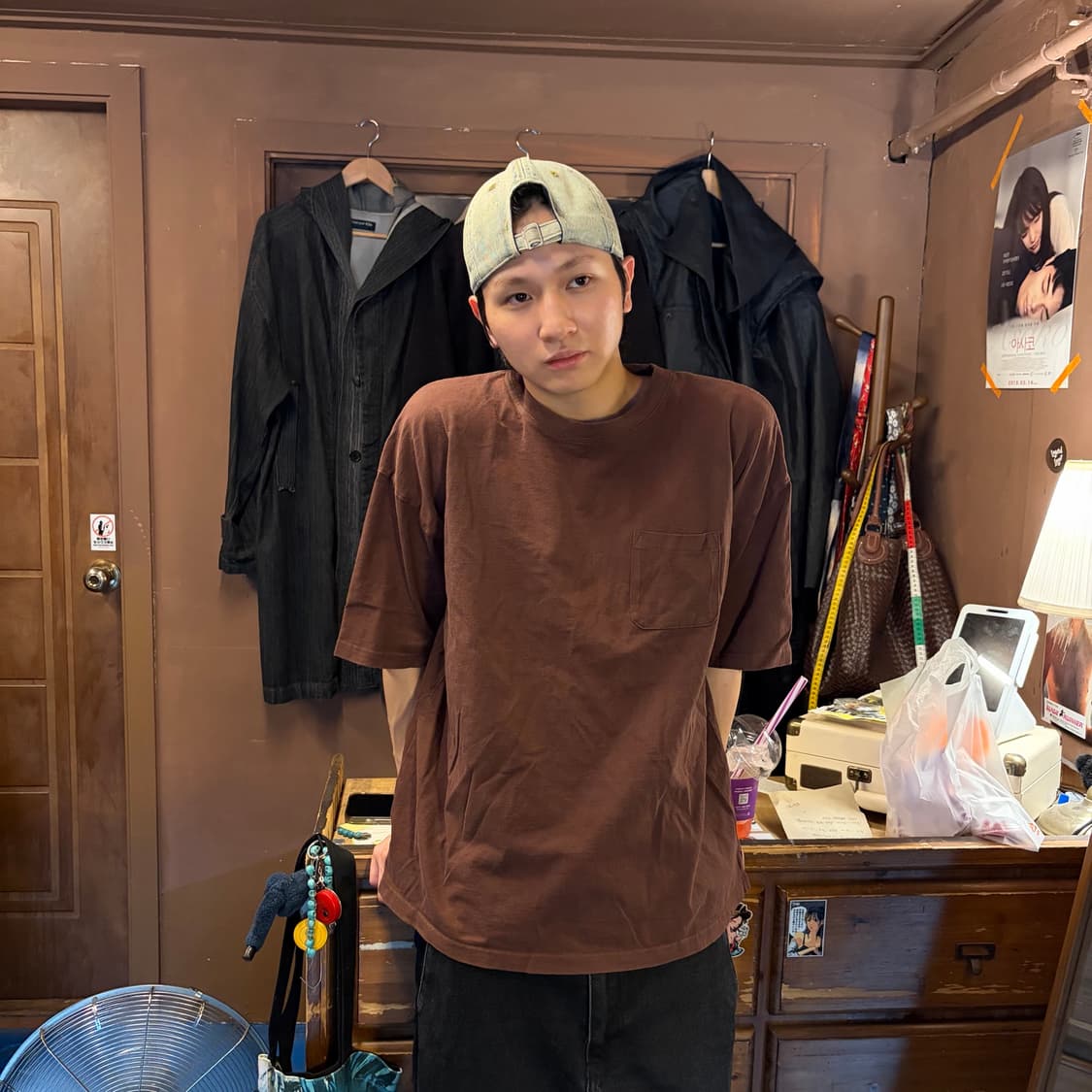 RAGEBLUE 레이지블루 브라운 포켓 티셔츠 상품이미지1