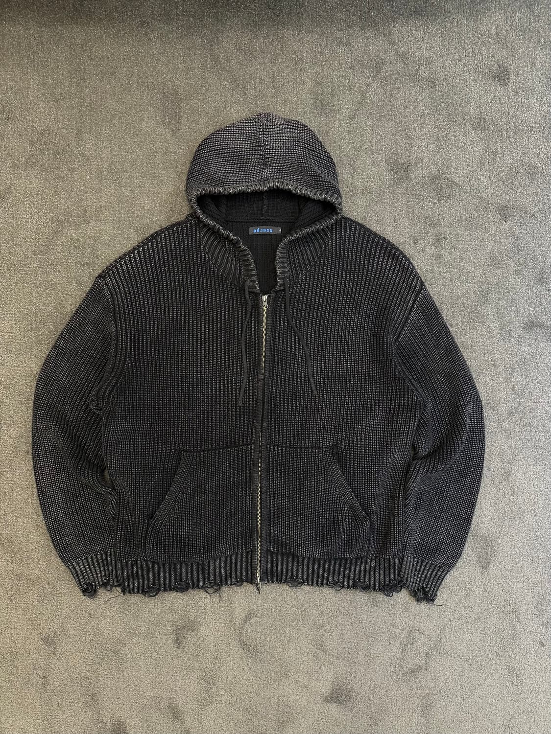 adaess 블랙 니트 집업 후드 L (오버핏) 상품이미지1