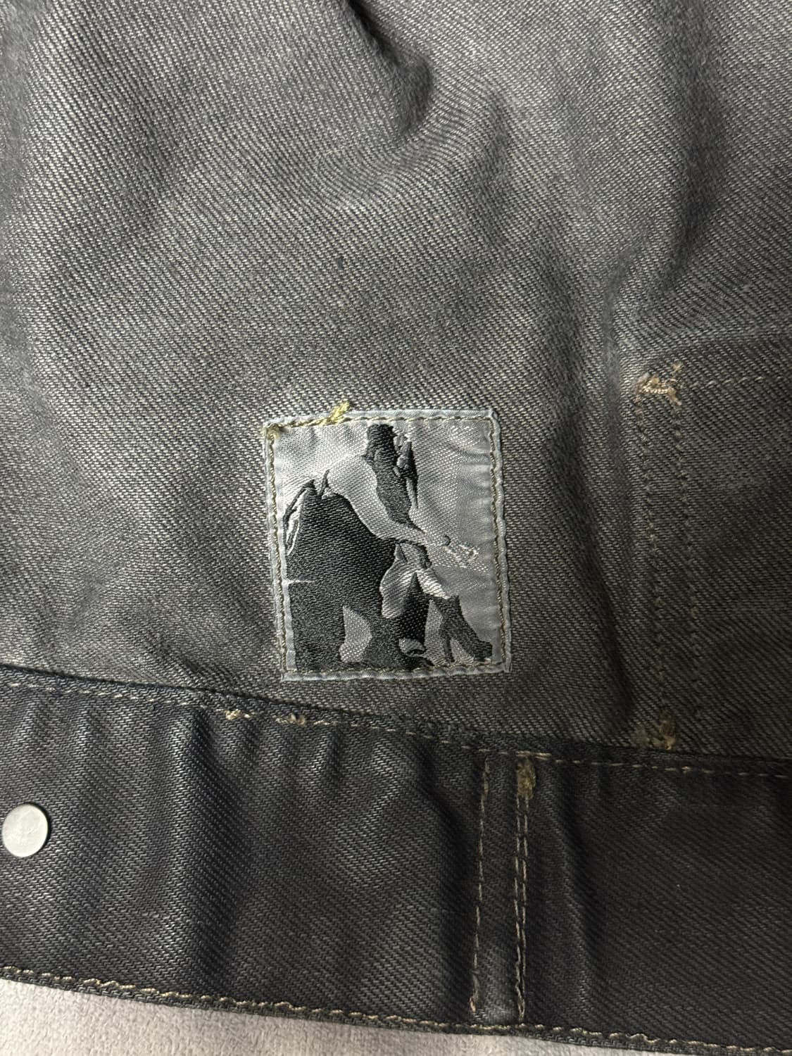 릭오웬스 왁스 코팅 슬레이브 데님 자켓 상품이미지7