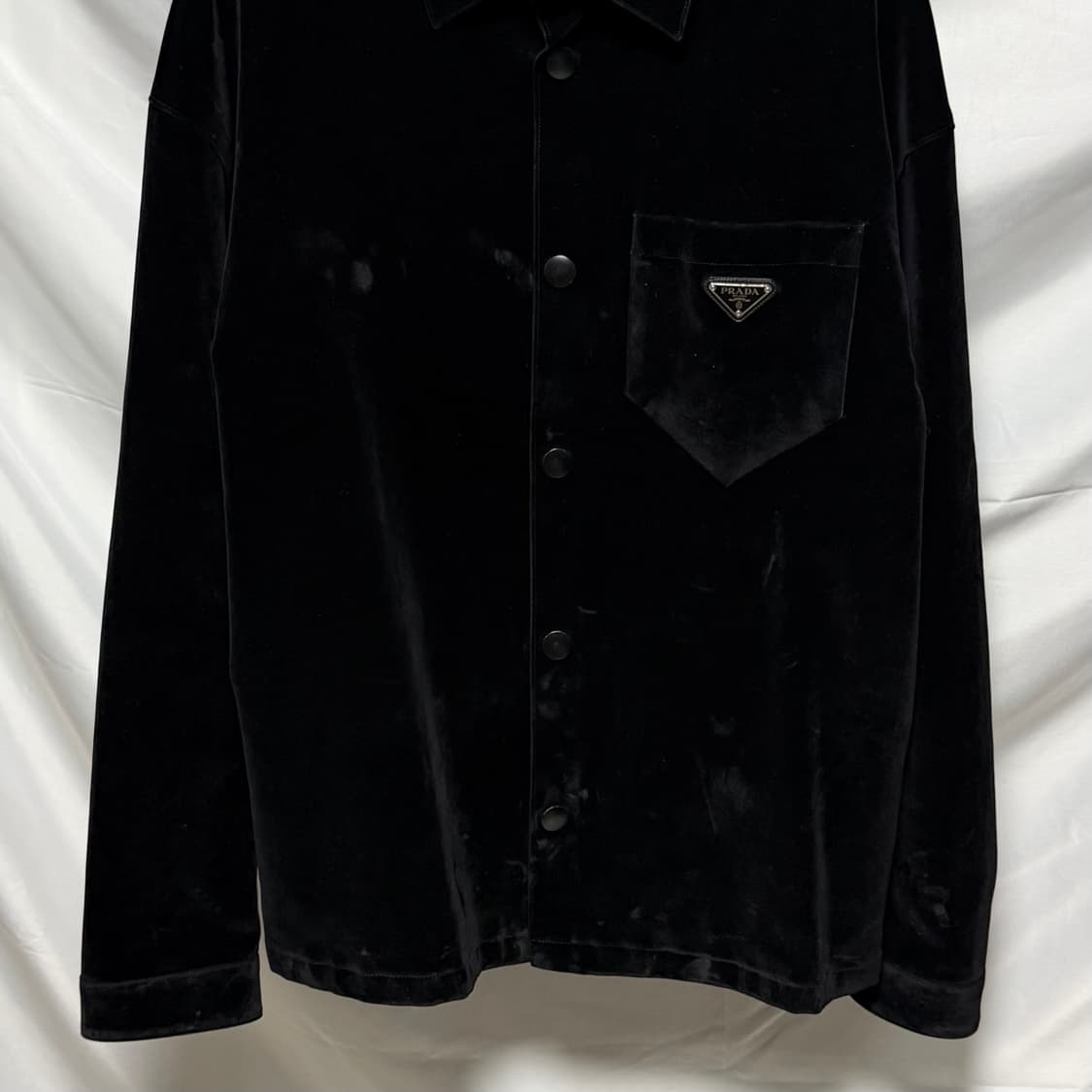 [S급/XL] 프라다 벨벳 셔츠 자켓 블랙 상품이미지3