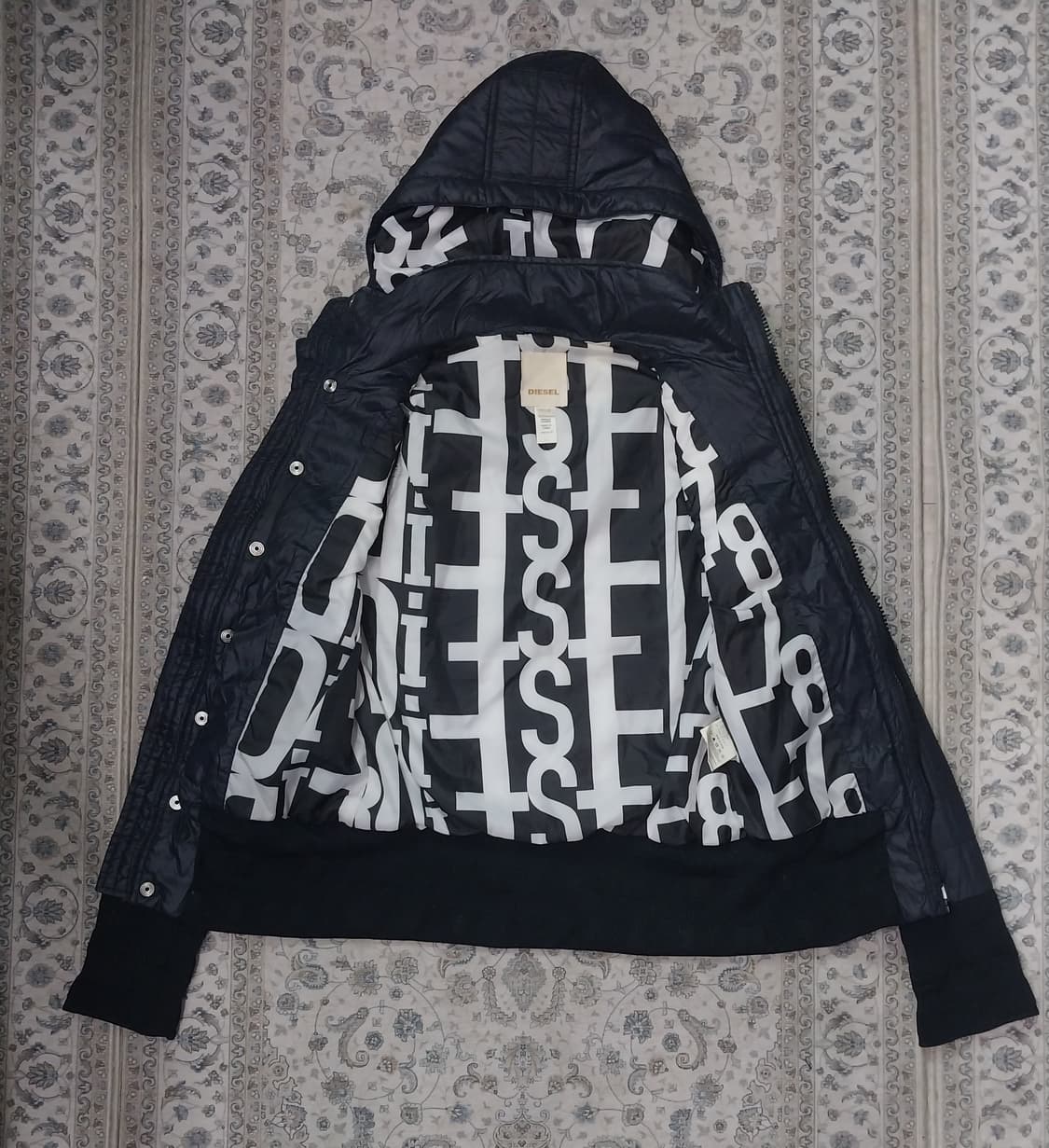 디젤 네이비 후드 패딩 점퍼 (조끼분리됨) XS 상품이미지3