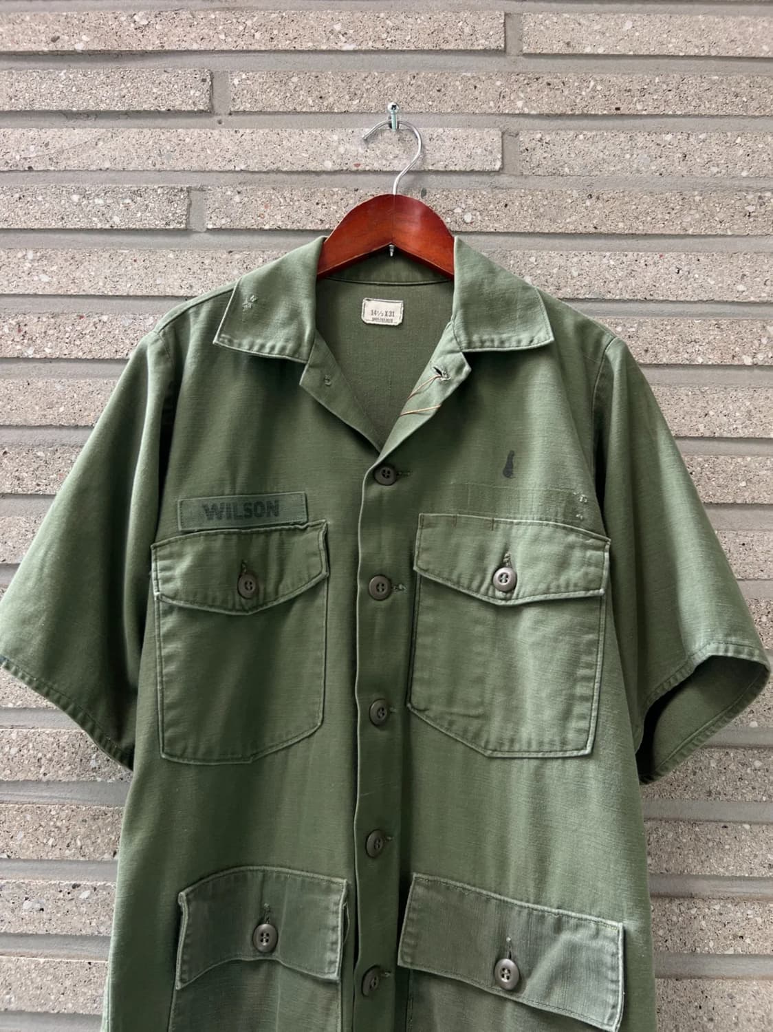 [M]70's 오리지널 U.S ARMY OG-107 4포켓 밀리터리 셔츠 상품이미지1