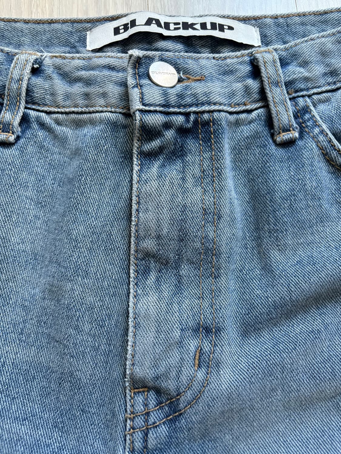 블랙업 B-DENIM 워싱 하프 팬츠 023 중청 상품이미지7