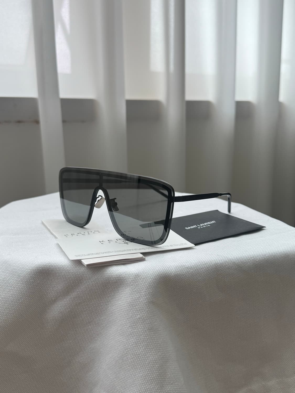 [S급]  Saint Laurent 보잉 미러 블랙 실드 선글라스 SL 상품이미지1