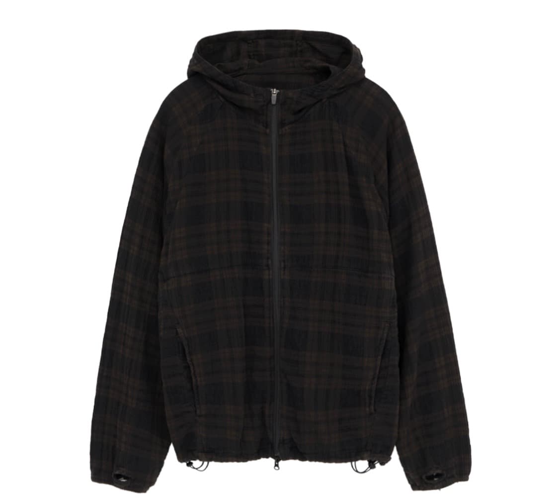 [4]폴리테루 휴먼인덱스 체크후디파카 브라운 상품이미지1