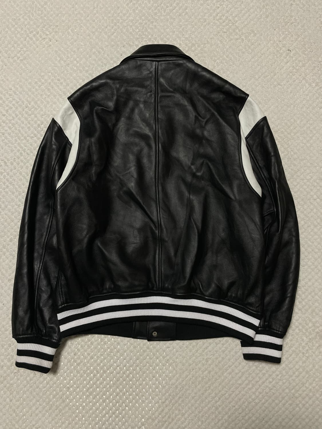 SPERONE 스페로네 램스킨 양가죽 스타디움 숏 레더 바시티 자켓 상품이미지4