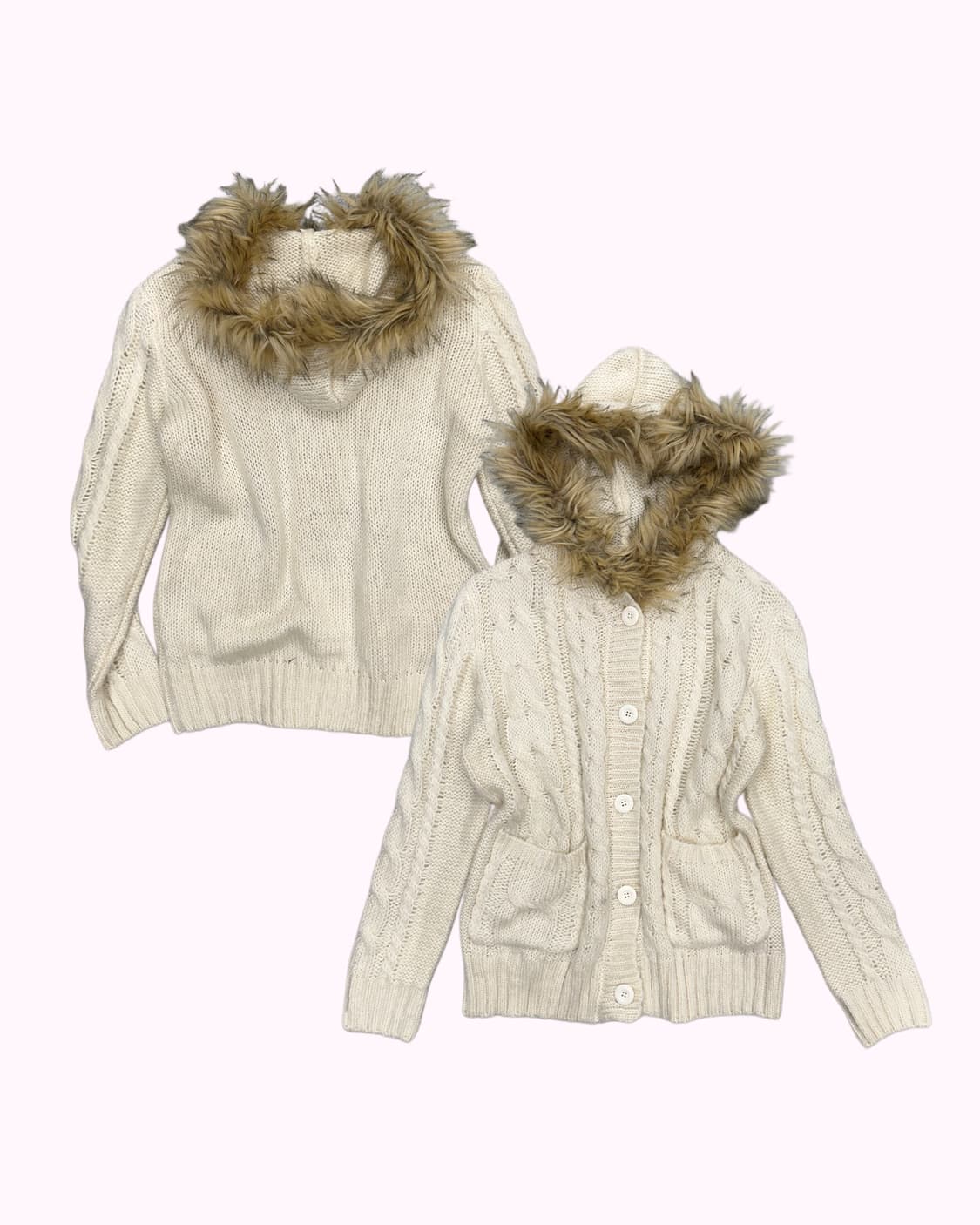ivory pocket fur hood cardigan 상품이미지1