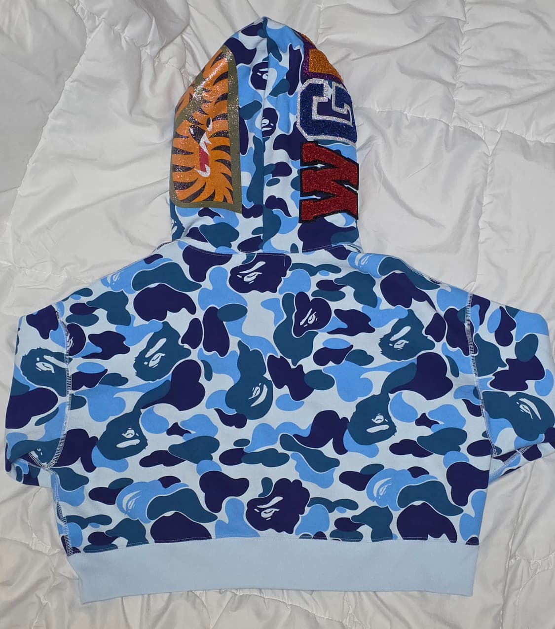 베이프 ABC 카모 크리스탈스톤 샤크 여자크롭 36 풀집 집업 후드 상품이미지2
